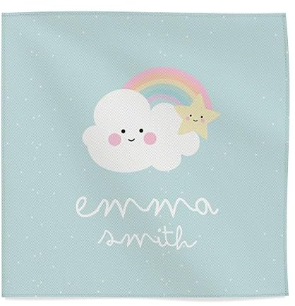 Wanapix | Stoff Servietten für Kinder Personalisiert mit Namen | Schule/Kindergarten | Waschmaschinengeeignet | 45x45cm | Wolke und Stern