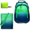 Elephant Schulrucksack Jungen Mädchen ab 3. Klasse Schule Tasche Brustgurt Schultasche Rucksack mit Sportbeutel Attach Bag und Regenhülle Premium 3 Teile Set Auswahl rtp (Cube Green 12810)