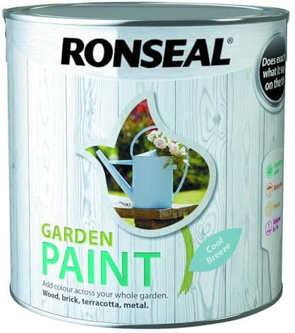 Q&H 2.5L Garden Paint - Super Coverage Long Lasting Matt Finish - Waterproof & Weatherproof Paint Tin - Quick Dry Water Based Paints for Sheds, Benches, Metal, Brickwork, Terracotta Pots (Cool Breeze)