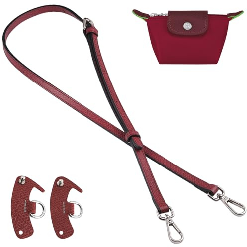 jiesinlov Rindsleder Taschen Riemen Umrüstsatz Ersatz verstellbaren Crossbody Schultergurt für Le Pliage Pouch(Burgunderrot)