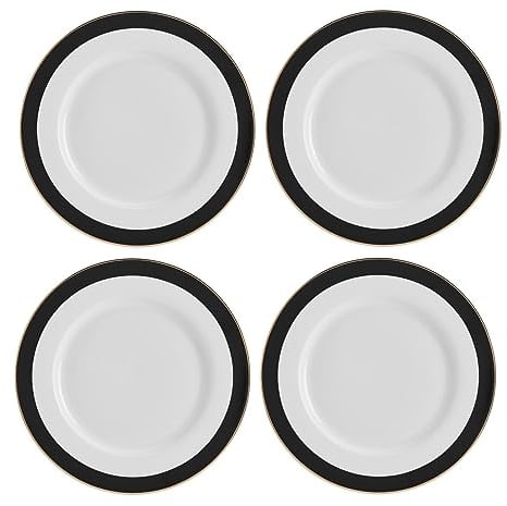 MIKASA Luxe Deco 4pc Fine China Dinner Plate Set, 28cm, Gift Boxed