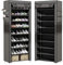 SEVERNO Schuhregal, Schuhschrank Schmal, Garderobe mit Schuhschrank, Stoffschrank Regal mit 9 Einlegeböden, 2 Außenfächern und Schwarzem Metallrahmen, Material: 100% PE, Abmessungen: 160x60x30cm