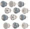 The Boho Street 12 X Grau Weiß Handgefertigte Keramik-Mehrzweckknöpfe Keramik-Türgriffe im Set-Sortiment | 12 X Grey & White | Montur verzinkt in M3 | Metrisch
