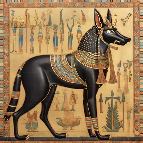 OfFsum 5D Diamond Art Painting Kits Anubis Schwarz und Gold 02 DIY Kreuzstich Vollbohrer Kristall Strass Malerei Stickerei Gemälde Bilder für Erwachsene Kinder Home Wall Decor