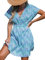 CUPSHE Damen Bikini Cover Up Strandkleid V Ausschnitt Kurzarm Elastikbund Seitenschlitz Freizeitkleider Sommer Beach Mini Dress Grüner Punkt L