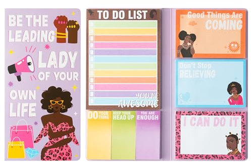 TirEurt Schwarzes Mädchen Haftnotizen Set - 550 Blätter Bündel Notizzettel Selbstklebende Haftzettel Beschreibbare Klebezettel Bürobedarf Schule Geschenke Sticky Note Book für Schüler Lehrer