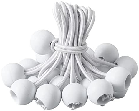 100pcs Bungee Cords With Balls, Bungee Ties with Balls, Elastic Cord Short Elastic Bungees Tie-Down Adjustable Bungee Straps for Tent Tarpaulin Flag Pole Camping,15cm/White