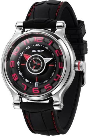 BERNY Mechanische Uhr für Männer Automatikuhren Super Leuchtkompass Zifferblatt Cool Armbanduhr Mode Uhren Saphirglas 5ATM Wasserdicht