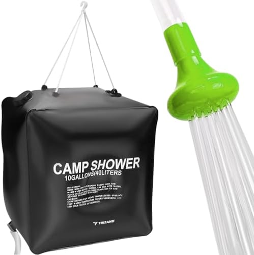 TRIZAND Campingdusche Solar 40 Liter 10 Gallons Wassersack mit Solarheizung Tragbar 40°C Warmwasser im Freien 23494
