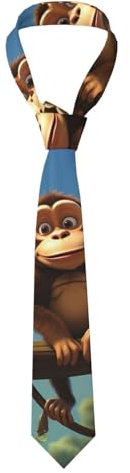 WHJYYXDE Herren-Krawatte mit zwei Affen Muster, Seide, guter vertikaler Sinn, geeignet für den täglichen Gebrauch, Schwarz , Einheitsgröße