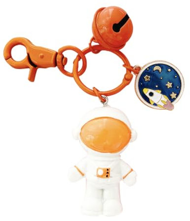 WRITWAA Astronauten Schlüsselanhänger Mit Glocken-Design Süßes Pendel Für Taschen Autoschlüssel Und Dekoration Langlebig Für Geburtstags Und Kinderfeiern Orange