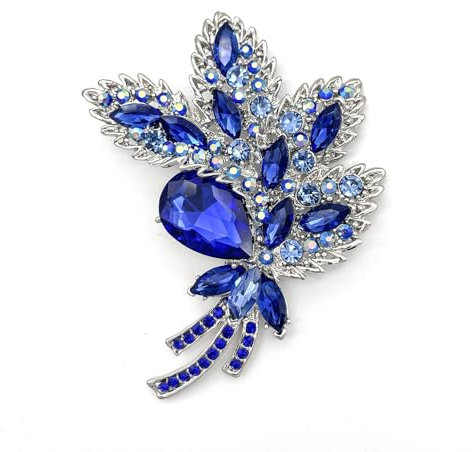 Fokroin Broche Bouquet, broche de Cristal Vintage élégant et unique, Broche En Cristal Pour Femmes, broche de strass de mode, pour Cadeau d'anniversaire de Filles Fournitures de Fête de Mariage Noël