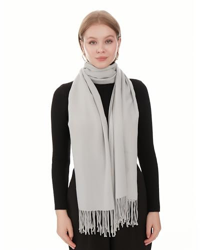 Elegante Stola Für Abendkleid - Hellgrau Schals & Tücher Für Damen - Leichter Pashmina Schal Für Frühling - Schultertuch Für Hochzeit - Halstuch Für Damen - Dünner Schal Dame Stola (Hellgrau)