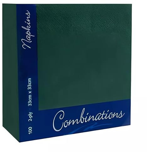 Tezraftaar® 100 x Paper Napkins Disposable 33cm x 33cm 2Ply Dark Green Serviettes Tissue Paper for Catering Supply Tableware Weddings Christmas Birthday Parties