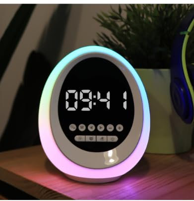 SOONHUA Bluetooth Speaker Light, Bedside Lamp with Alarm Clock USB Rechargeable FM Clock Radio, Touch Color Changing Bedroom Lamp, Gifts for for Teenager Adu