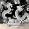 Chinesischer Tuschemalerei-Drache Wandbild Fototapete 200x140 cm Schwarz Kinderzimmer Bar Büro Wohnzimmer Restaurant Bekleidungsgeschäft Flur Hotel Wanddekoration Wandkunst