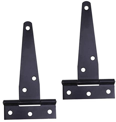 Generic 2pcs T-Hinge Weld Door Jig Gate Hardware Meter Hinges Plate Extension Cord Hooks Gate Latch Kit Plug Chain Pin Shed Extender Fence Voltage Board Iron Black