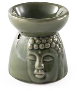 Myga Ceramic Oil Burner - Buddha or Elephant Wax Warmer for Essential Fragrance Oils and Wax Melts - Tealight Candle Holder for Aromatherapy, Relaxation & Meditation - Gift for Women & Men (Buddha)