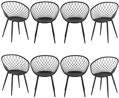 GOKHOMX Gartenstühle 8er Set, Gartensessel Terrassenstühle Balkonstühle mit Armlehnen Outdoor Sessel Kunststoffstühle mit Rückenlehne und Metallbeinen Terrassenmöbel Balkonmöbel Set