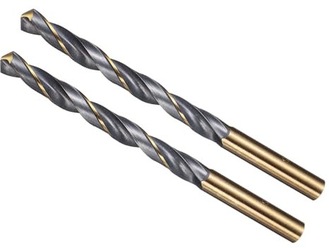 METALLIXITY Drill Bit (8mm) 2pcs, 4341 High-Speed Steel Straight Shank 118° Black and Gold Finish for Copper Aluminum Wood Plastic Medium Hard Metal