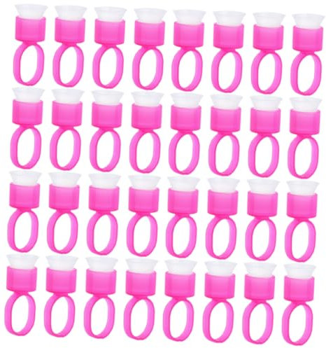 Générique Lot De 50 Anneaux De Coloration Pour Extensions De Cils Porte-Colle Porte- De Colle Anneaux De Colle Porte-Colle En Vrac Gobelets De Colle En Plastique Rose