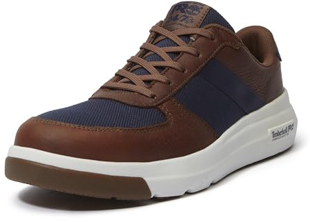 Timberland PRO Men's Bridgeport Composite Safety Toe Industrial Athletic Work Shoe, Medium Brown Full Grain with Blue, 11 W US
