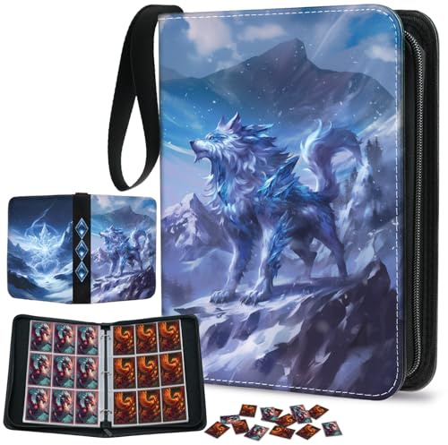 Trading Card Binder, Card Album for Game Cards, Glacial Aplha, 900P | Premium PU Leather, 3 Ring Removable Sleeves Binder, Zipper, Wrist Band, Water Resistance