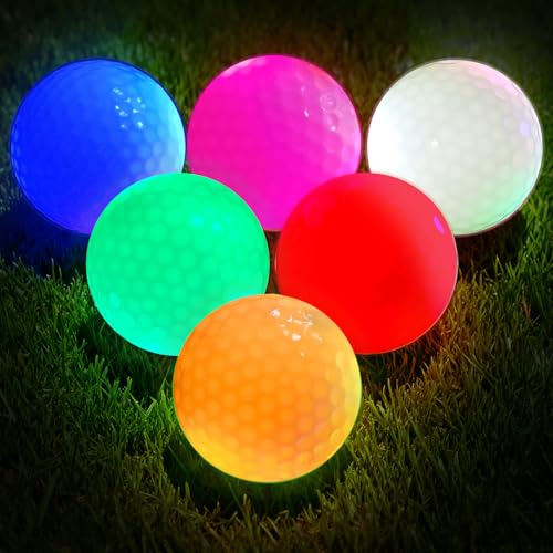 Leuchtende Golfbälle, 6 Stück LED Golfbälle, Bunt Golfbälle, Bunt Light Up Golfbälle, Leuchtender Golfball, Nacht Golfball Perfekt für NachtTraining