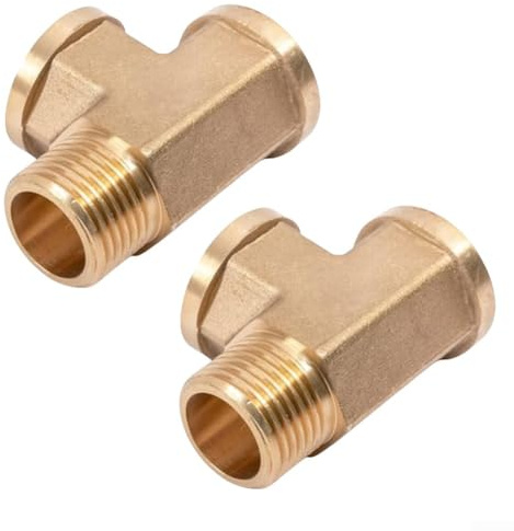 2 raccordi a T in ottone da 1/2 pollice DN15 a T per tubi dell'acqua, struttura resistente alla ruggine con filettatura interna ed esterna per caldo e