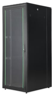 DIGITUS Netzwerkschrank – 19 Zoll Rack – 42HE – 80x100 cm – Nutztiefe 94,3 cm – Traglast 800 kg – Freistehend – Sicherheitsglastür – Schutzart IP20 – Unique Light Serie – Schwarz