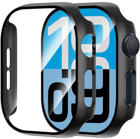 [2 Pack] Case for Apple Watch SE 3/ SE 2/SE Series 6/5/4 40mm | with Touch Sensitive Tempered Glass Screen Protector, Ultra-thin Full Coverage Protective Cover for iWatch 40 mm