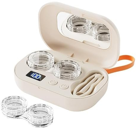 Ultrasonic Contact Lens Cleaner, Rechargeable Eye Lens Cleaner with Mirror.