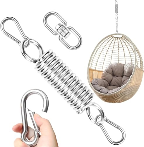 Aoligei Schwingfeder für Hängesessel, hängesessel Feder, Tragfähigkeit bis 250kg, Feder Hängesessel mit 2 Karabinerhaken und 360° Swivel Haken, Aufhängefeder für Boxsack Halterung, Hammock, Yoga