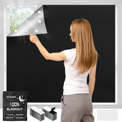 Verdunklungsrollo ohne Bohren, 400x146cm Fenster Verdunkelung, 420D Oxford | Tragbare Verdunkelungsvorhang, Verdunklungsstoff Abnehmbar sonnenschutz fensterfolie Rollo für Urlaub Innen Dachschräge