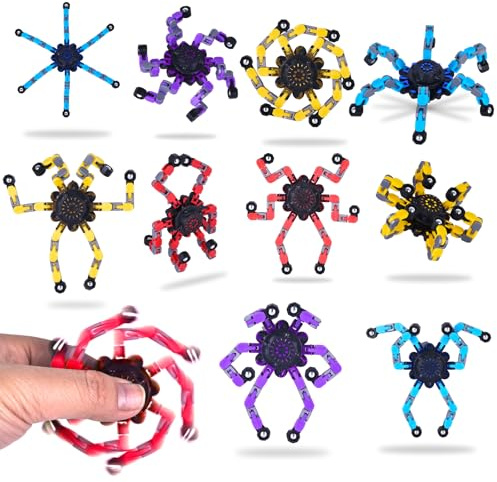 Fidget Spinners Trasmissibile, Robot Fidget Spinner, Giocattolo Sensoriale Anti-Stress DIY, Finger Spinner Meccanico Deformabile per Bambini Adulti (10 Pezzi)