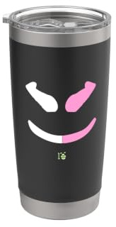 Lustiges lächelndes Gesicht weiß|pink Doppelwandiger Edelstahl-Thermobecher