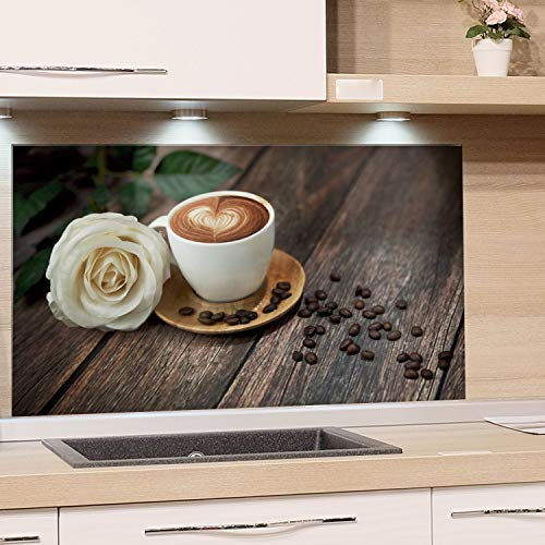 GRAZDesign Küchenrückwand Spritzschutz Küche Glas | Kaffee Tasse braun | für Herd und Spüle, Rückwand Küche, Glasplatte mit Motiv Küchenbilder ESG-Glas, 100x60cm