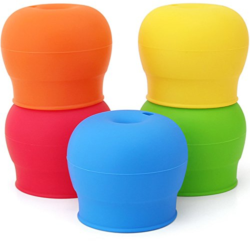maxin Silikon-Sippy Deckel Packung von 5, Silikon-Auslauf Macht Becher in Spill-Proof Sippy Tasse für Babys und Kleinkinder FDA genehmigt.
