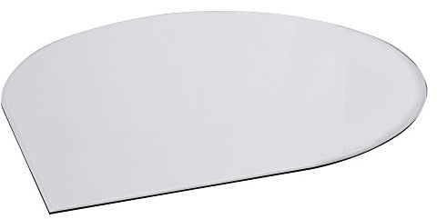 FIREFIX 1954/4 Glasbodenplatte (Hitzeschutz Ofen), Tropfenform-Bodenplatte (1.100 x 1.100 x 550 mm), 8 mm starkes Klarglas (Sicherheitsglas ESG) mit Facettenschliff (20 mm, umlaufend)