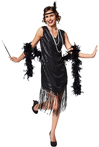 dressforfun tectake Frauenkostüm Jazz | Elegantes Paillettenkleid | Inkl. Haarband mit Feder (S | Nr. 301575)