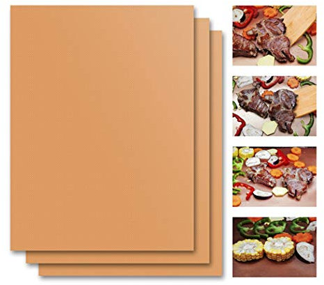 Hillento Grillmatte 5er-Set, Antihaft-Grillmatten, strapazierfähig, wiederverwendbar und pflegeleicht. Funktioniert für Gasgrillkohlegrill, 15,75 x 13 Zoll, Kupfer