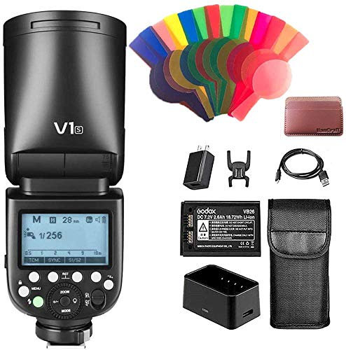 Godox V1-S TTL Round Head Camera Flash for Sony, 2.4G Wireless TTL Speedlight,76Ws HSS 1/8000s with Li-ion Battery,Compatible with Sony a7IV, a7III, a7RIV, a7R5, a7RII, a7RIII, a6400, a6000, a350