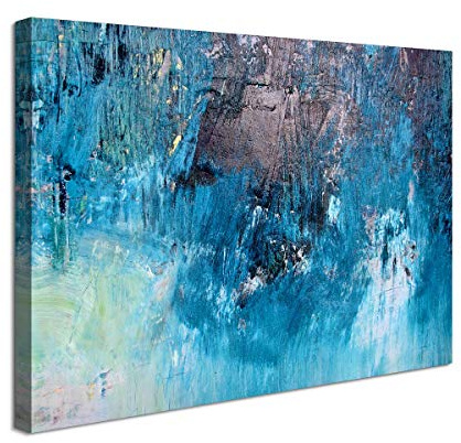 Visario Leinwandbild 80x60 cm 4012 Abstrakt Blau Moderne Wanddekoration Kunstdruck auf Leinwand mit Holzrahmen Wandbild Wohnzimmer Schlafzimmer Büro Bild fertig aufgespannt Dekoration Nr 4012