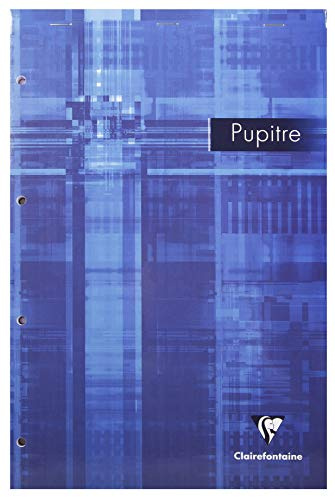 Clairefontaine 66132C - Packung mit 5 Blöcken Pupitre DIN A4+ kopfseitig geheftet, mikroperforiert, 4-fach gelocht, 80 Blatt 90g, kariert, farbig sortiert, 1 Pack
