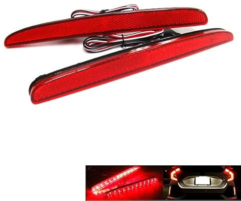 2x Red Lens Rear Bumper Reflector LED Fog Tail Stop Brake Light DRL For 2016-2022 Civic MK X 5-door Hatchback FK Type R