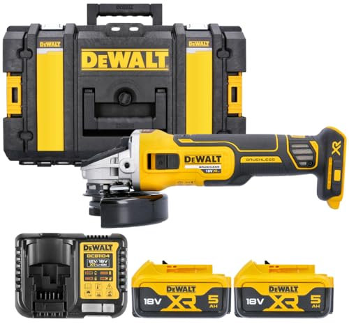 DCG405 18V XR BL Angle Grinder with 2 x 5Ah Batteries, Charger & DS150 Case