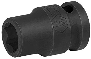 Jetech Douille à Choc 12mm 1/2 Pouce, Acier Chrome-Molybdène, Hexagone 6 Pans Peu Profond pour Cliquets, Clés Dynamiques et Électriques, Solide et Durable, Métrique