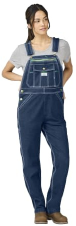 Liberty Womens Washed Denim Bib Overalls, Stonewashed Indigo Blue, Medium