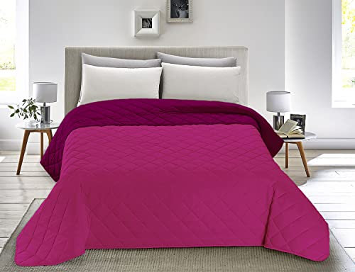 Banzaii Trapuntino, Copriletto Primaverile Estivo Matrimoniale 250x260 Fuxia/Mora Made in Italy