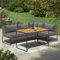 OUTLIV Floris Dininglounge 3tlg. aus Stahl/Akazie Sitzecke in Schwarz/Grau/Akazie, Outdoor Gartenlounge Set